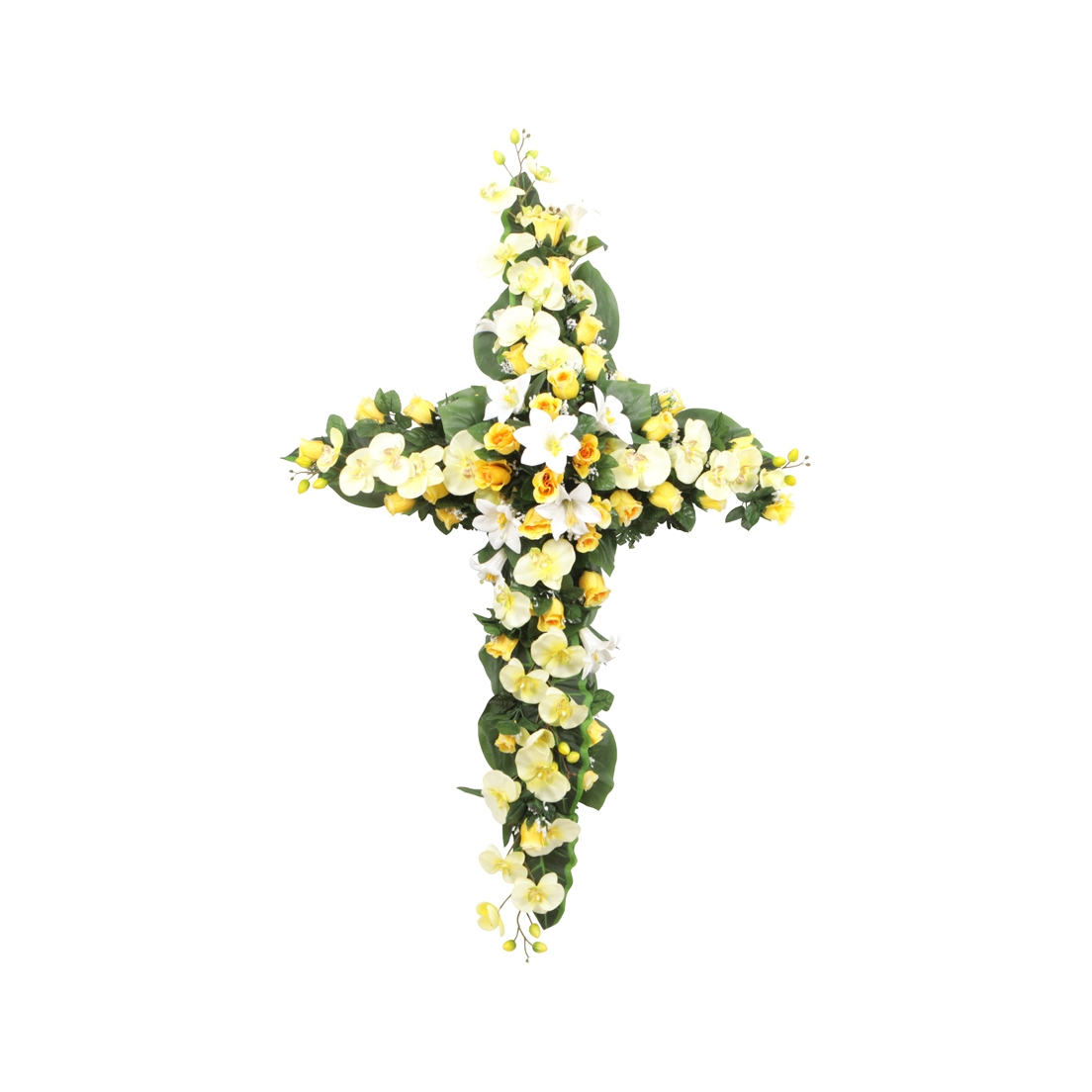 Croix d'orchidées, lys et roses1