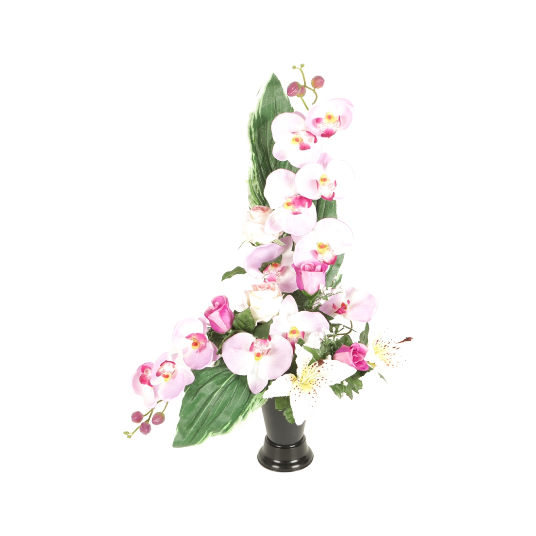 Bouquet d'orchidées, lys et roses1