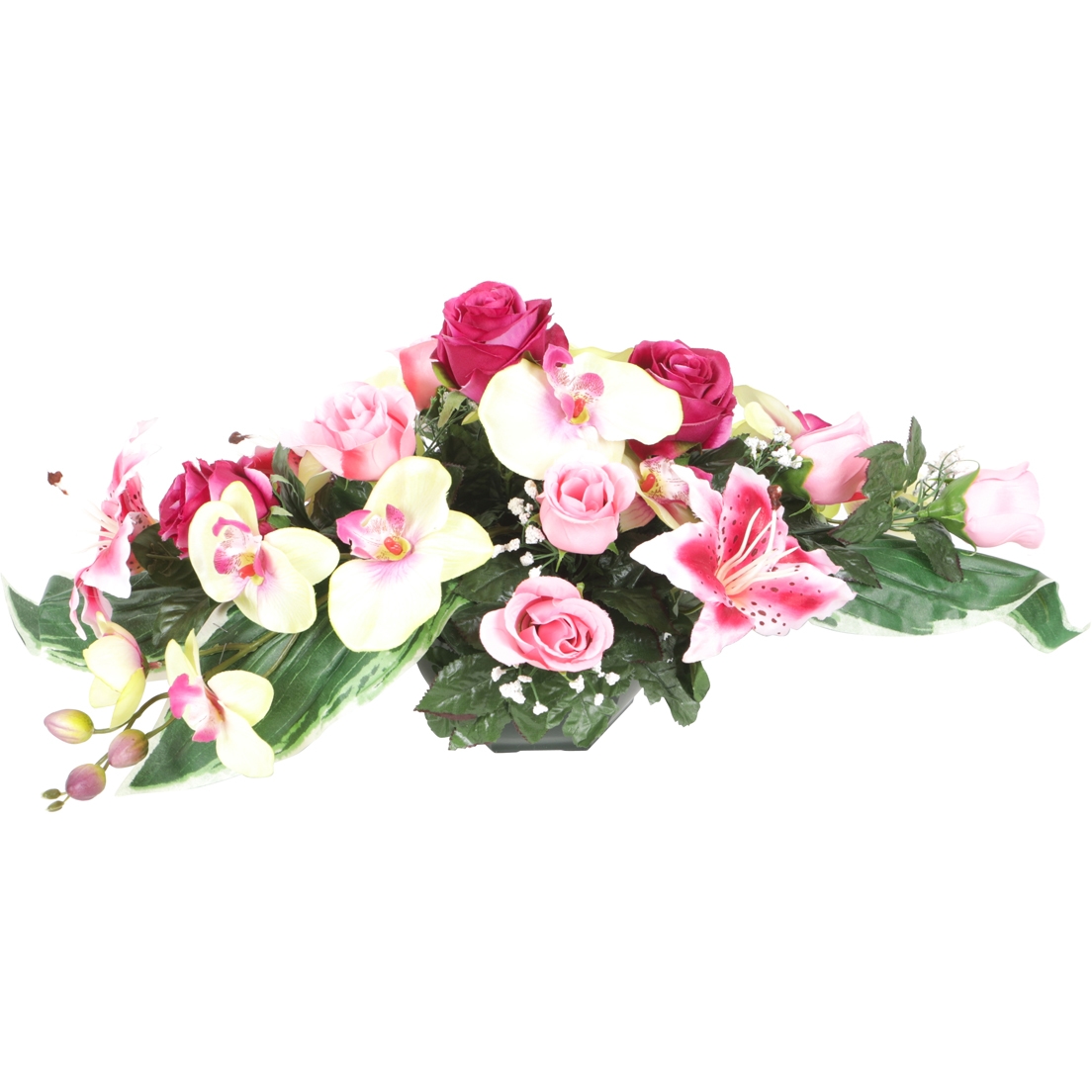 Coupe d'orchidées, lys et roses1