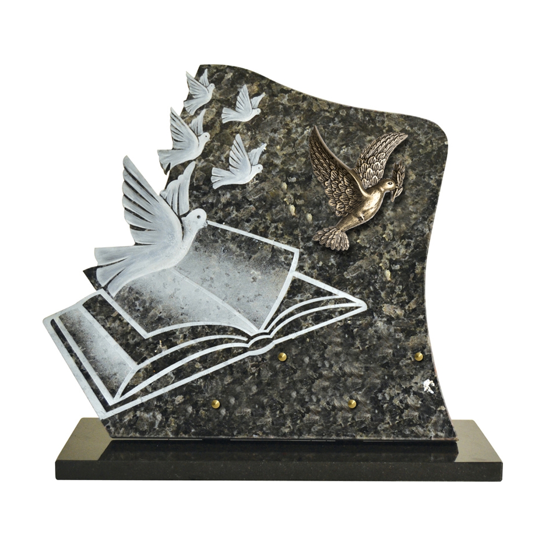 Plaque forme livre et envolée de coeurs sablés blancs1
