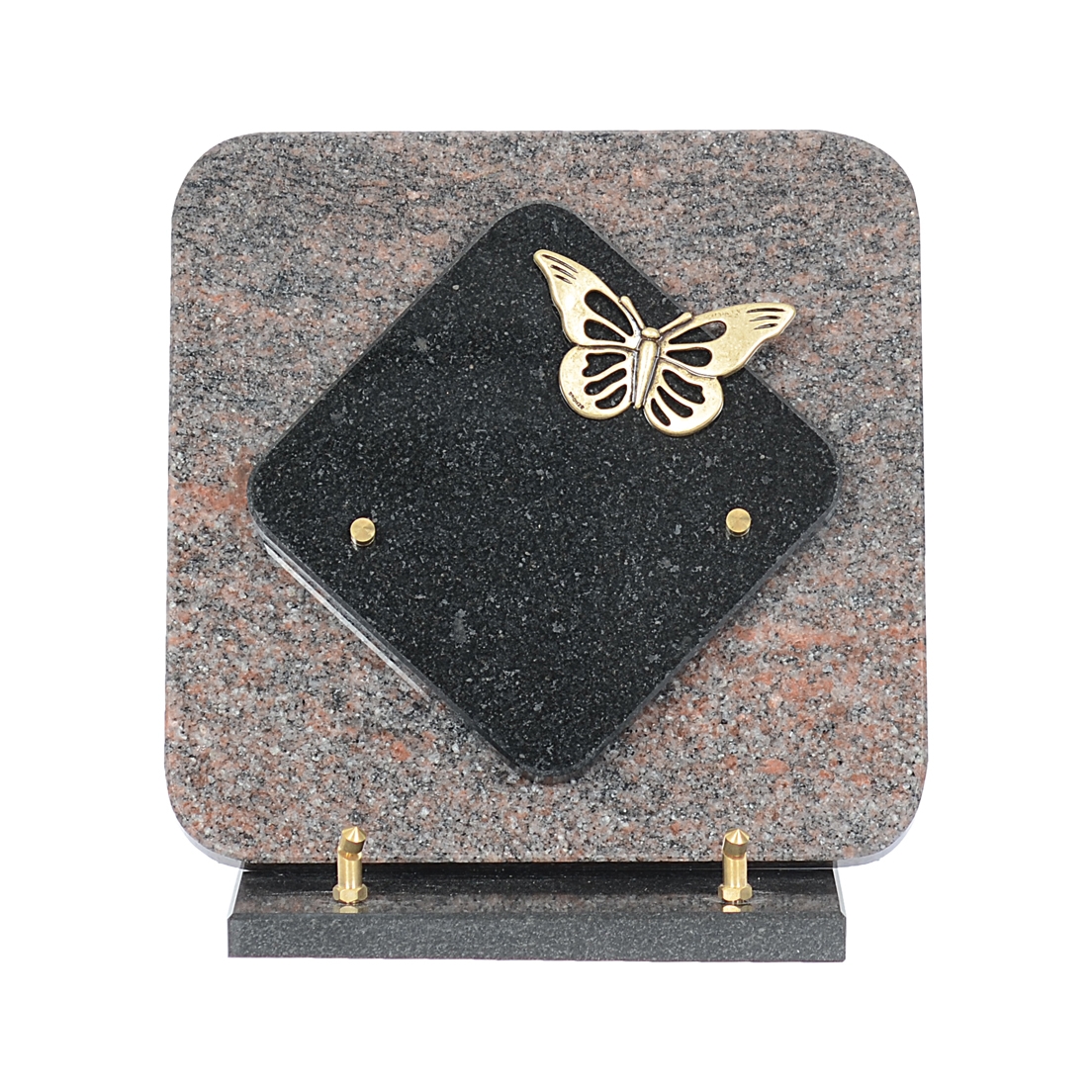 Assemblage de 2 carrés polis sur socle - bronze1