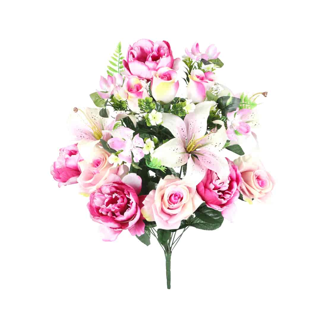Piquet de 18 tiges de roses, pivoines et lys1