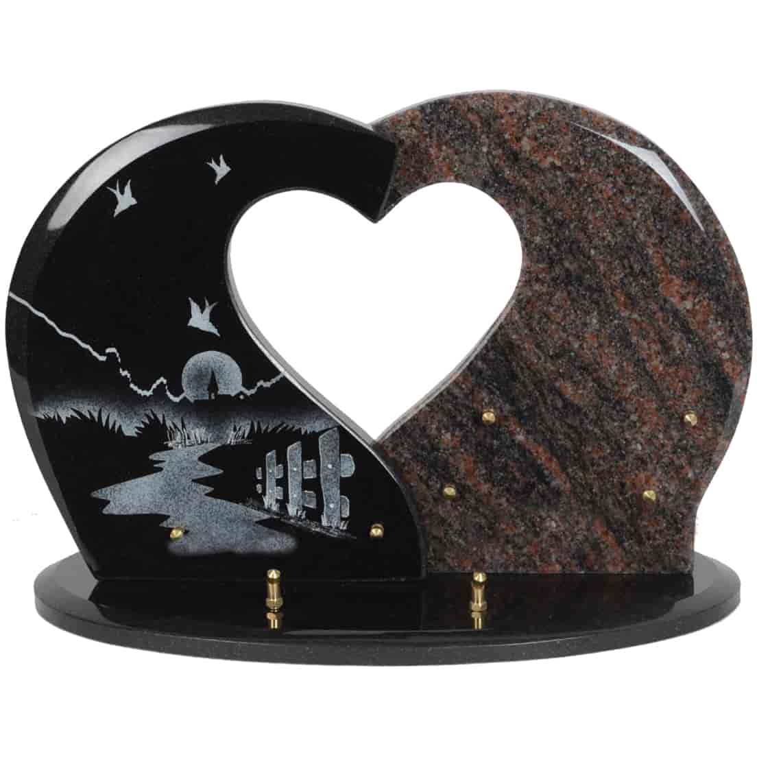 Plaque coeur deux granits chanfreinés sur socle1